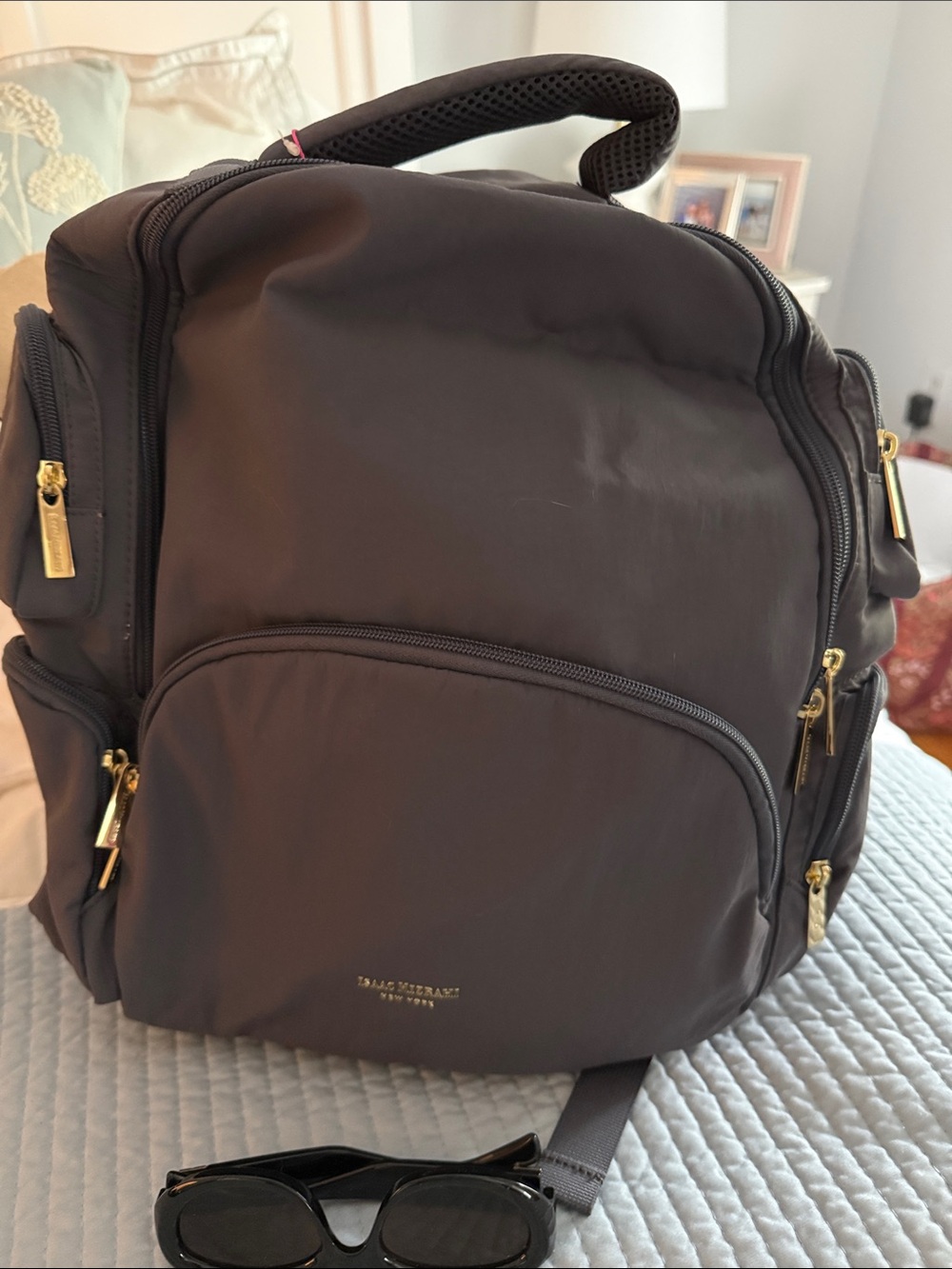 Isaac Mizrahi Black Backpack with Gold Hardware